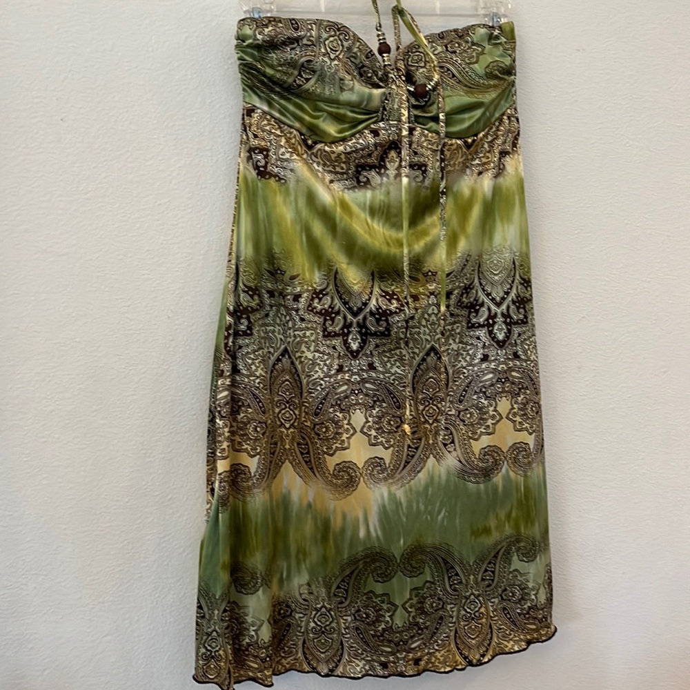 Green and brown dress